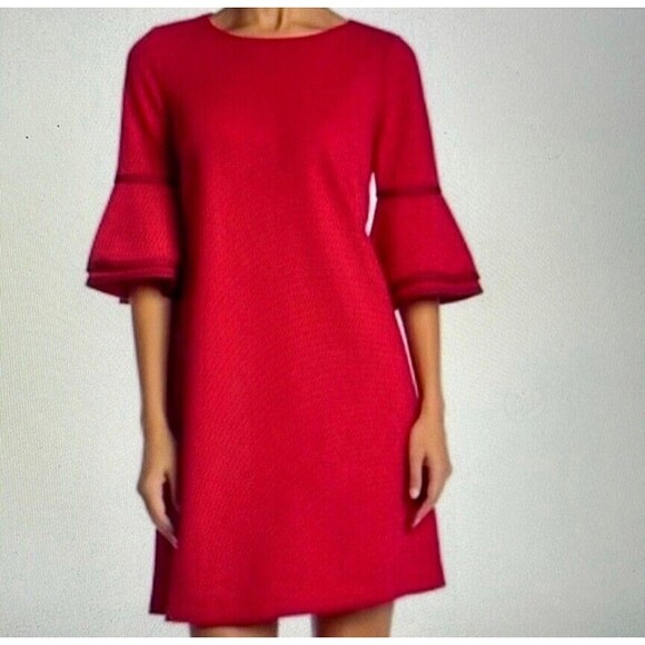 NWOT Red Sharagano Stripe Detail Shift Dress 16W - Picture 1 of 7